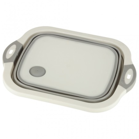 Silikoonist kokkupandav kauss äravooluga, lõikelaud