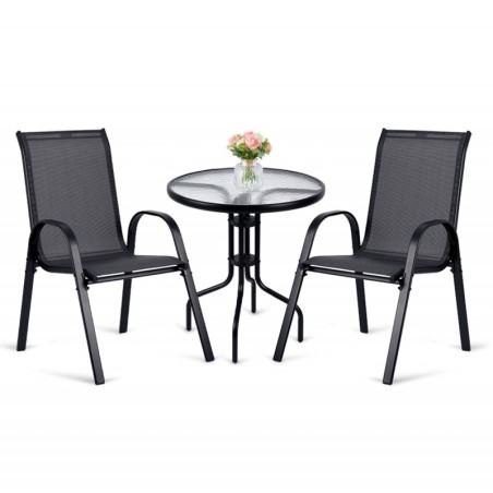 Aiakomplekt: ümmargune laud ja 2 aiatooli