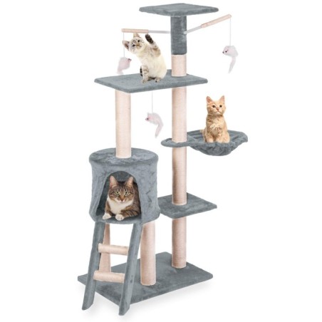 Kassi kraapimispuu 140 cm hiirega helehall | FreshDesign.ee