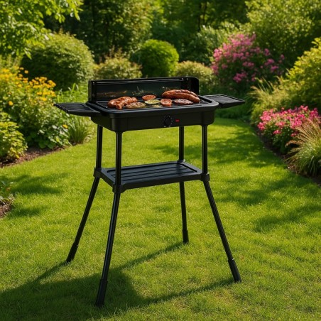 Kolm-ühes elektrigrill – seisev ja lauaplaat, grillplaat, tilkumisalus, termostaat