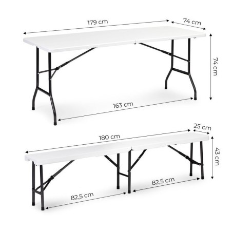 Toitlustuslaud 180cm + 2 pinki, valge peok... | FreshDesign.ee