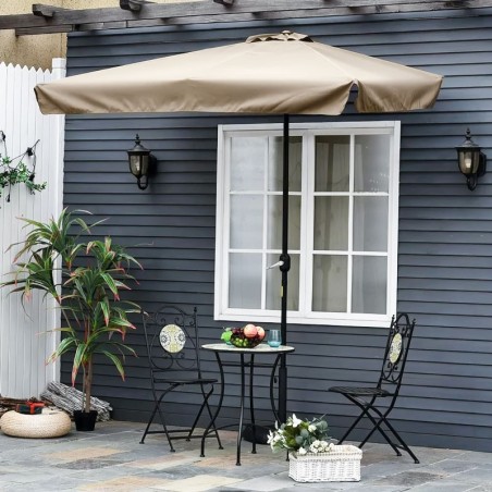 Suur ristkülikukujuline aiavari, kallutusmehhanism, vända käepide, beež, 200x140 cm