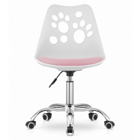 PRINT-tool, valge ja roosa kunstnahast pöörlev kroomitud alusega