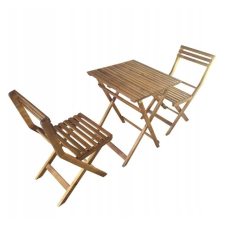 Akaatsia puidust aiamööbli komplekt – laud ja 2 tooli