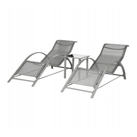 Lamamistool, päevitustool 2 tk + laud, hall | FreshDesign.ee