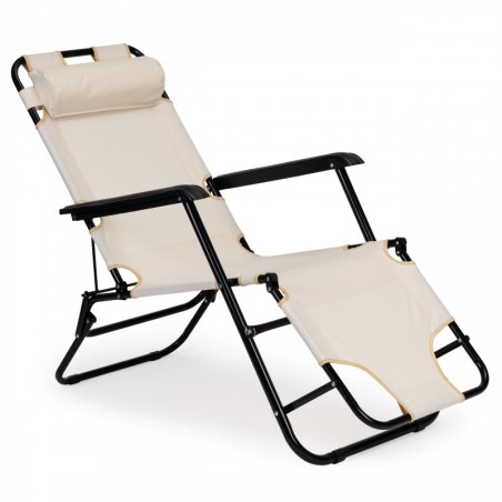 Peatoega aia lamamistool, kokkupandav konstruktsioon, beež