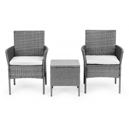 Aiamööbli komplekt rotangi sarnase viimistlusega – laud ja toolid hall