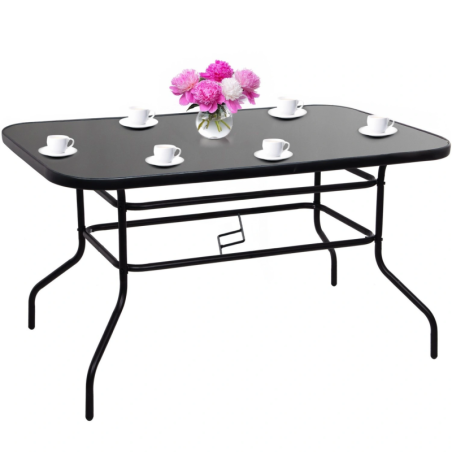 Aialaud 120x70 cm terrassile, aeda karastatud klaasist must