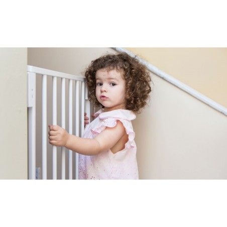 Turvavärav 74-105 cm, treppidele ja ustele, teras, lisapaneelid, valge