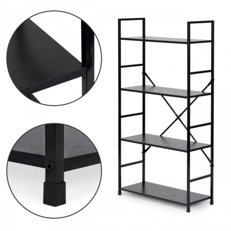 Moodne lai puidust riiul 4 riiuliga LOFT must | FreshDesign.ee