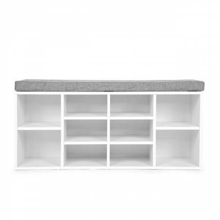 Halli padjaga kingariiul 10 riiulit valge