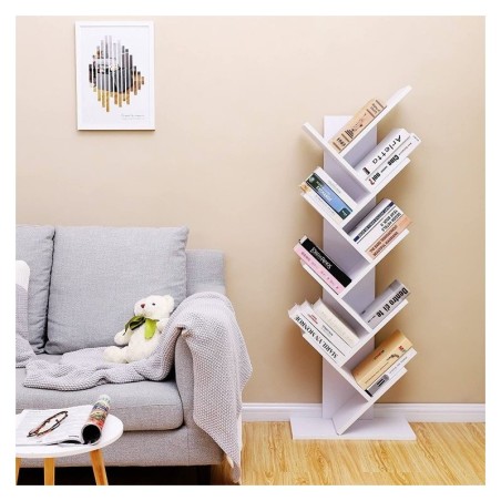 Moodne valge puidust raamaturiiuli alus