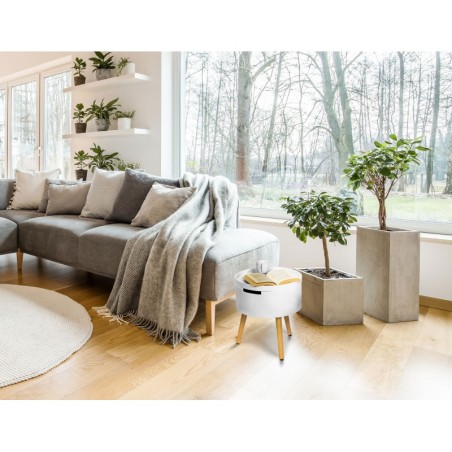 Ümmargune kohvilaud koos panipaiga ja öökapiga