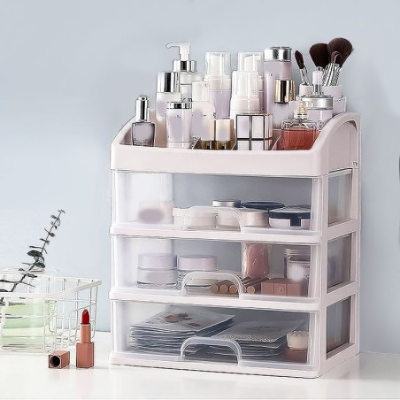 Sahtlite ja lahtritega kosmeetikariiul - valge | FreshDesign.ee