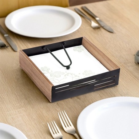 Metallist salvrätikuhoidja klambriga, must LINE 18x18x5 cm