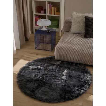 Pestav Shaggy vaip Nanuk Charcoal Ø 80 cm ümmargune