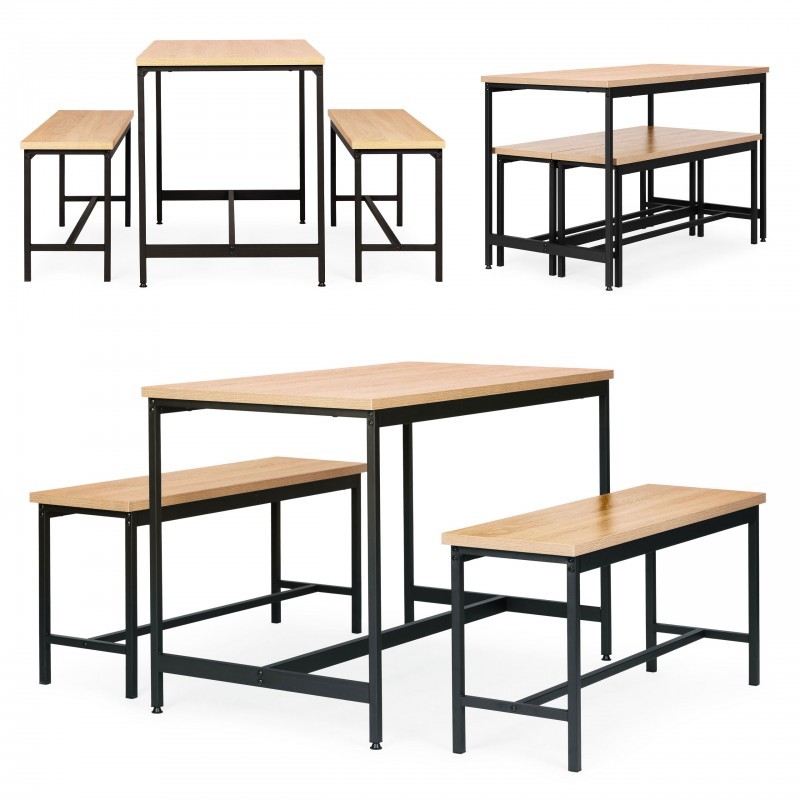 Loft-söögimööbli komplekt – laud ja 2 pink... | FreshDesign.ee