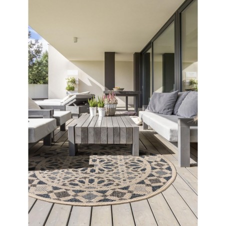 Sise- ja välisvaip Round Rug River beež/sinine Ø 130 cm ümmargune