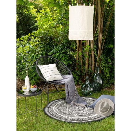 Sise- ja välisvaip Metro must/valge Ø 120 cm ümmargune