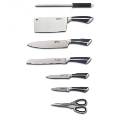 Terasest kööginugade komplekt alusel, 8 tk