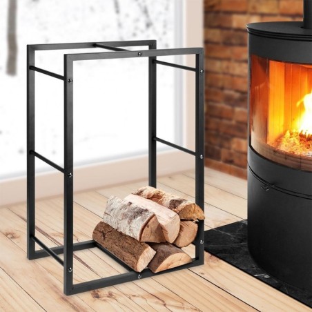 Küttepuude alus metallist must 45x28x70 cm