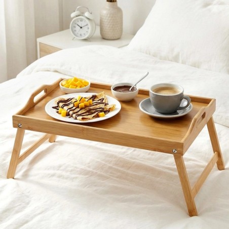 Bambusest hommikusöögilaud, kokkupandav 2in1, 50x30x24,5 cm