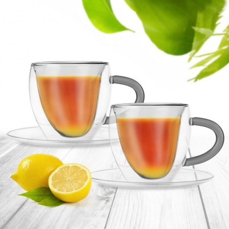 Topeltseinalised termotopsid alustassiga kohvi ja tee jaoks DOUBLE 160 ml 2 tk.