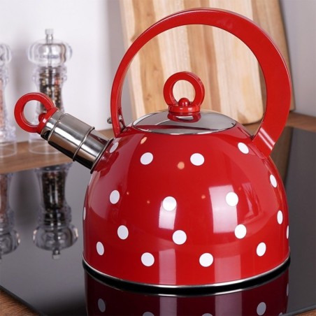 Veekeetja vilega, teras, punane, täppidega, 1,5 l