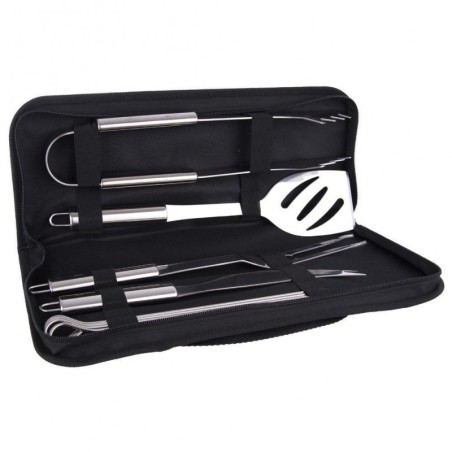 Terasest grillitarvikute komplekt karbis, 9 tk