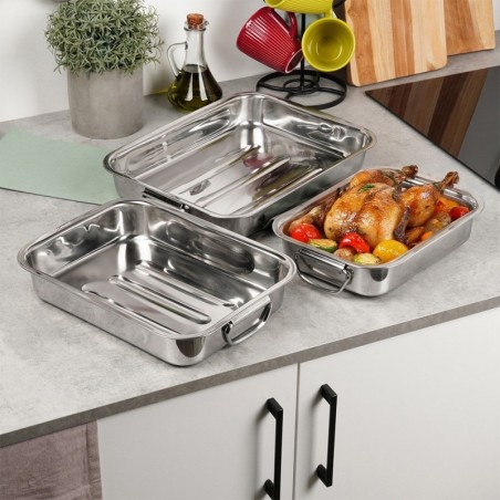 Ristkülikukujuline terasest röstimispann 3 tk.