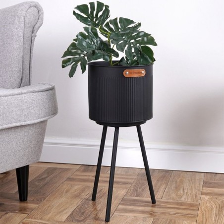 Lillepott jalgadel, metall, must, 20x45 cm