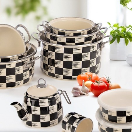 Emailitud pott RUUDULINE TAHV 22 cm, 4 l