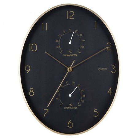 Must/kuld seinakell termomeetriga hügromee... | FreshDesign.ee