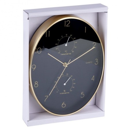 Must/kuld seinakell termomeetriga hügromee... | FreshDesign.ee