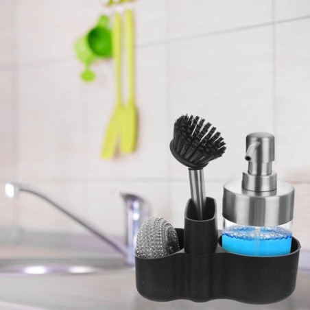 Nõudepesuvedeliku dosaator harja ja švammiga must 350 ml