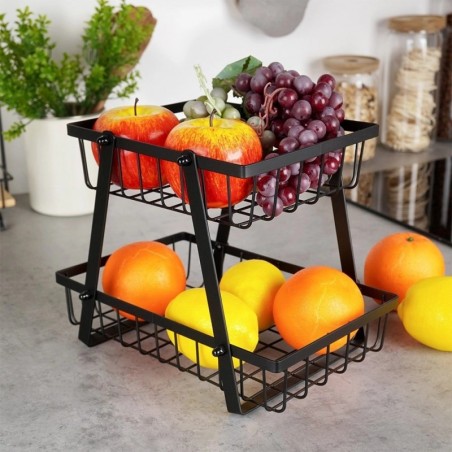 Must metallist puuviljakorv, 2 taset