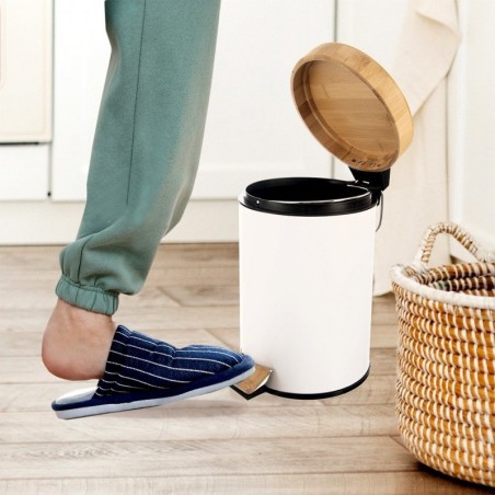 Metallist prügikast pedaaliga valge WHITELINE 3 l