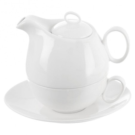 Teekann tassiga, valge portselan, MONA, 3 tk. | FreshDesign.ee