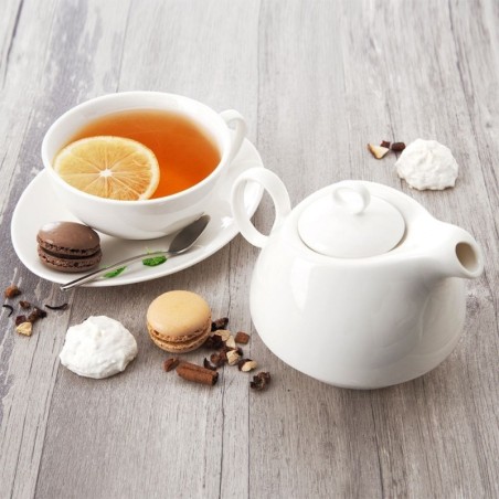 Teekann tassiga, valge portselan, MONA, 3 tk.