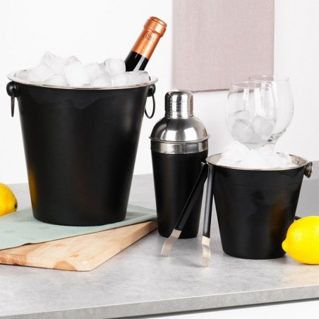 Baarikomplekt shakeriga, teras, must, 4 tk.