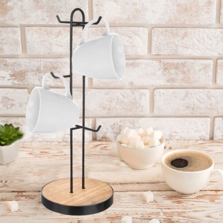 Tassi- ja kruusialus, metall, must, RADKA, 15,5x40 cm