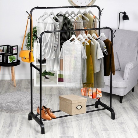 Riidestange metallist must topelt 110x45x152 cm