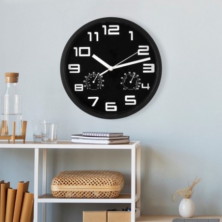 Must seinakell termomeetriga hügromeetriga 25 cm