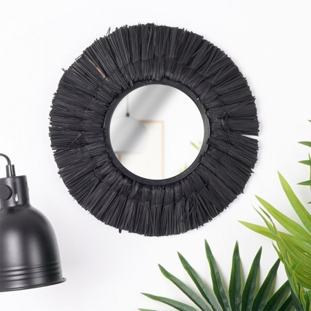 Seinapeegel must ümmargune 32 cm