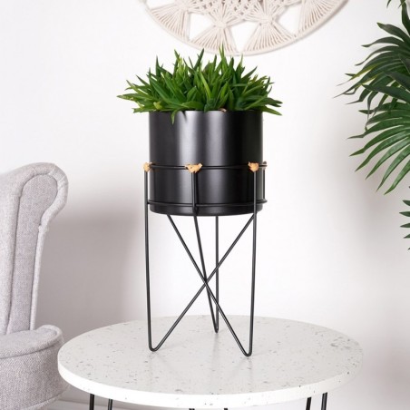 Lillepott alusel, metall, must, 17x31,5 cm