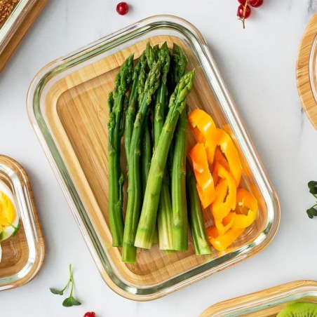 Toiduanum klaas bambusest kaane ja tihendiga ARIZONA 1 l