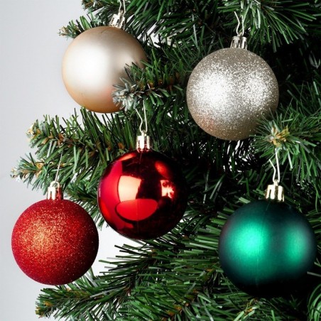 Purunemiskindlad kuusekaunistused punane roheline šampanja 6 cm 50 tk.