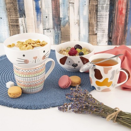 Laste kruus kausiga, portselanist koer, 2 osaline