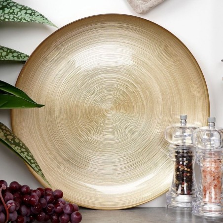 Taldrik, madal, klaas, kuldne, 32,5 cm