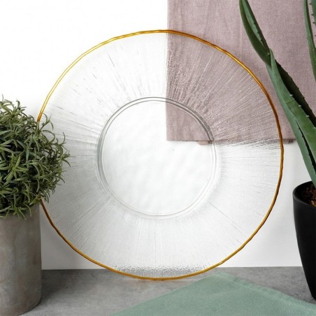 Õhtusöögitaldrik madal klaasist kuldne äär,vaagen 30 cm